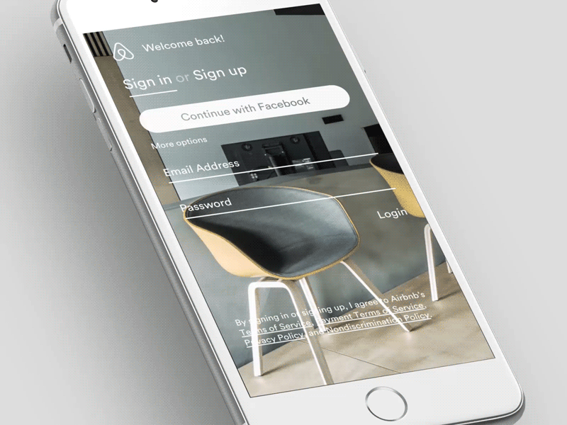 Daily UI #001- Airbnb sign up 001 airbnb animation daily dailyui log in sign in sign up ui