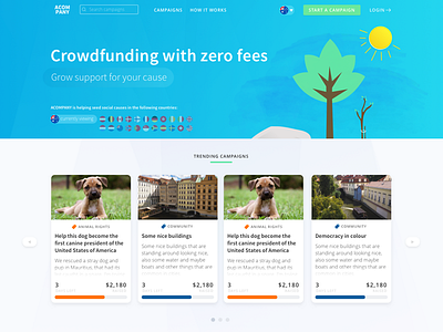 Acompany splash page crowdfunding homepage illustration splash