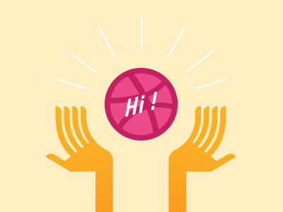 Hi Dribbble ! color debut flat hands