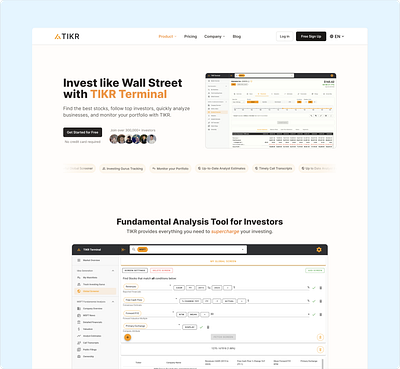 TIKR Website Refresh design finance investing product design web design