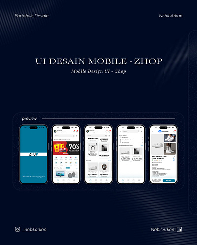 MOBILE UI DESIGN ONLINE SHOP APP | ZHOP app branding figma graphic design instagram post mobile app mockup online shop online store app social media post ui ui design uiux uiuxdesign