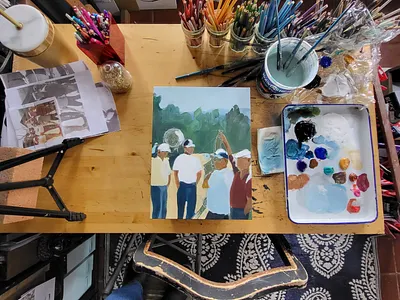 A new work in progress, on location branding graphic design illustration impressionism logo video work in progress