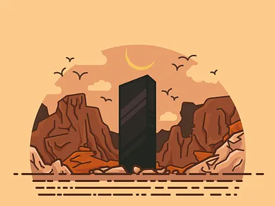 Monolith 2001 2d alien aspaceodissey geek illustration kubrick landscape monolith movie spaceodissey vector