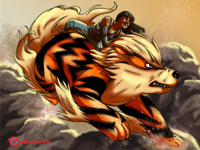 Arcanine Rider arcanine character design comics concept art game design illustration illustrator photoshop pokemon vector