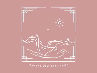 Out West card design drawing illustration travel west