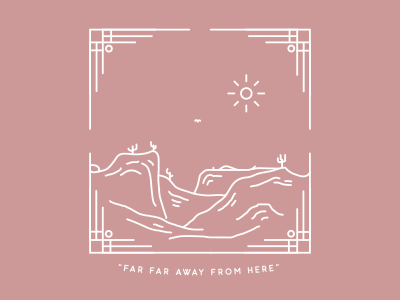 Out West card design drawing illustration travel west