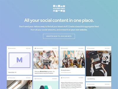 MakersFeed beta conversion feed landing page marketing saas social media startup ui ux web design web designer