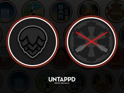 Untappd Badges beer dark side hops ipa lightsaber star wars