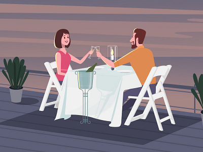 Candle Light Dinner candle light date dinner explainer video illustration sketch