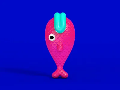 fish 3d art character concept design fish popart russether sea
