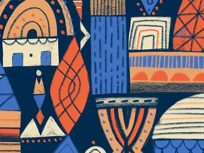 Imaginary Village drawing illustration pattern