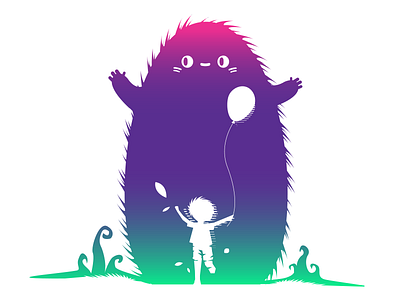 B.F.F.E (Beast friend for ever) balloon beast friends fun girl gradient happy vector
