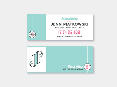 Business Cards on the Fly business cards card cool fresh gum logo mint skinny typography vector