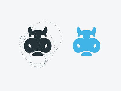 Hippo! black circle gride hippo logo negative space