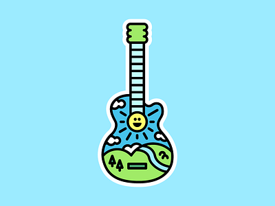 🎸 🌞 art bright flat fun guitar happy smile sticker stroke sun thicklines vector