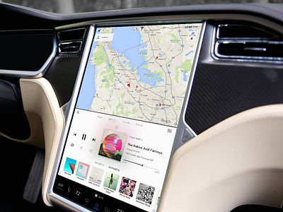 Tesla Media auto automotive car center display entertainment media player model s model x product redesign tesla ui