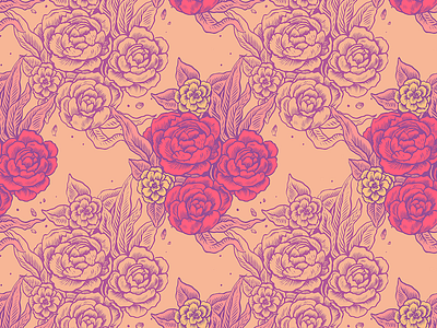 Peony art drawing floral illustration ink pattern peony repeat