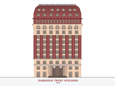 Dominion Trust Building Vancouver building door flat icon illustration line simple vector windows