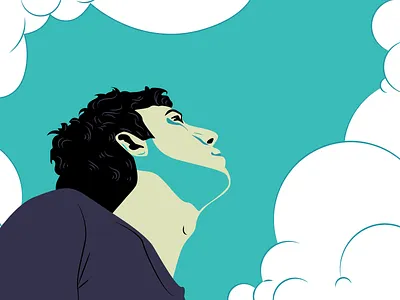 Encycle Illustration - Look Up chin clouds face human look up man person profile sky