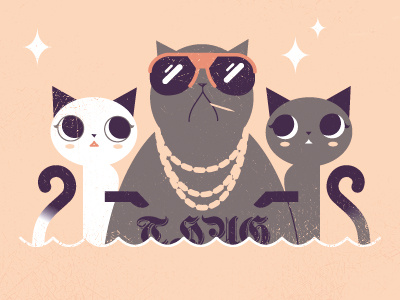 Cats in da hood cat cute flat hood pattern thug