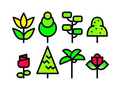 Flora fauna flower icon nature palm palm tree rose tree