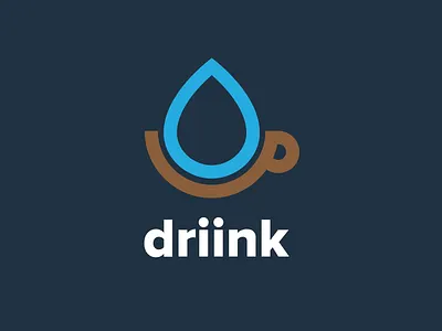 Logo for Coffee & Water Distributor blue brown coffee cup droplet identity logo mark spain water