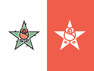 Rose X Star flower logo rose star