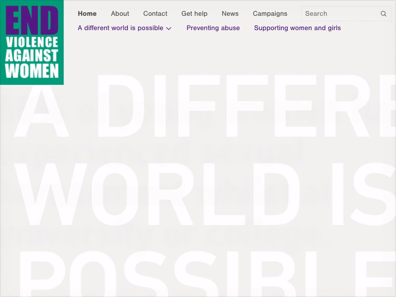 EVAW intro animation activism against campaign charity end statistic ui ux violence web website women