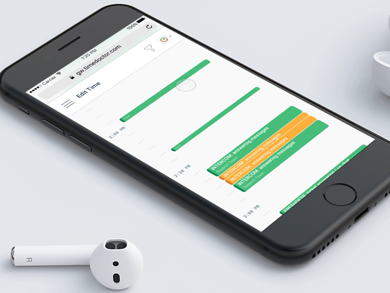 Time Doctor Responsive Web App addtime animation editime iphone responsive splitview timeline ui ux