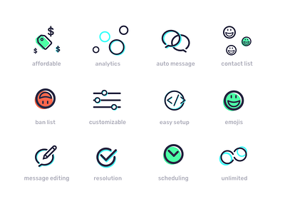 smallchat features app branding chat features icon illustration integration message slack