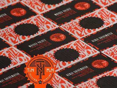 TIN MAN FILLING STATION beer black branding business cards growler identity orange packaging texas beer tin man