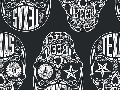 TIN MAN FILLING STATION beer black branding growler identity illustration orange packaging skull texas beer