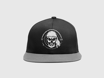 Illustration I Smiling Skull on a Hat bike black illustration motorcycle skull smile snapback