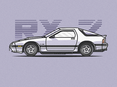 Mazda RX-7 cardesign cars classic design illustration mazda palette pattern rx 7 slick vector vintage