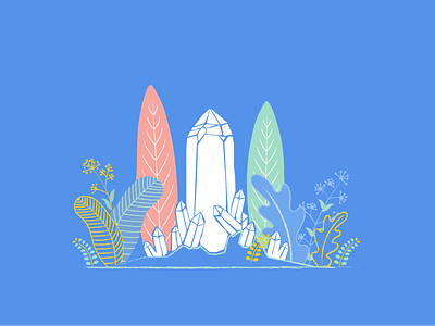 Crystal crystal diamond flora flowers forest leaf plants rock