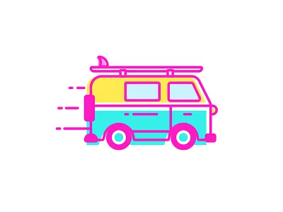 Retro VW Van Misprint 80s icon illustration retro van vector vw