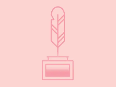 Quill and Inkwell feather icon illustrator ink inkwell line art lines pink quill