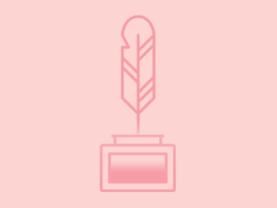 Quill and Inkwell feather icon illustrator ink inkwell line art lines pink quill