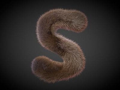 Furry S 3d cg fur hairletter letter render s type