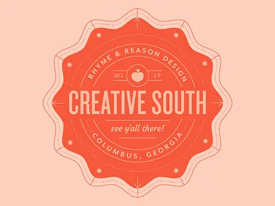 Creative South badge conference creative south cs cs17 hug necks peach yall
