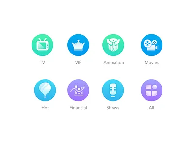 Icons for video's APP icon movies shows tv ui vip
