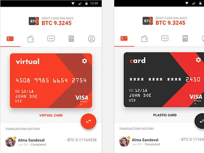 Debit Card bitcoin calculator card clean debit flat layout step ui ux web xapo
