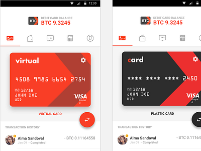 Debit Card bitcoin calculator card clean debit flat layout step ui ux web xapo