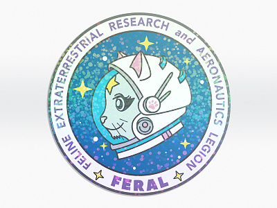 FERAL Cat Astronaut Holographic Sticker astronaut cat cosmic galaxy holographic outer space space stars sticker stickers