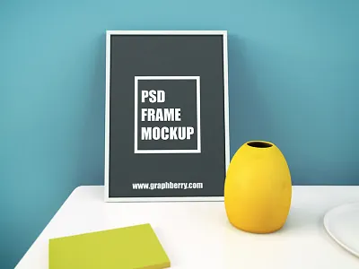 Photo Frame on Table PSD Mockup download frame free freebie mockup photo photoshop picture psd