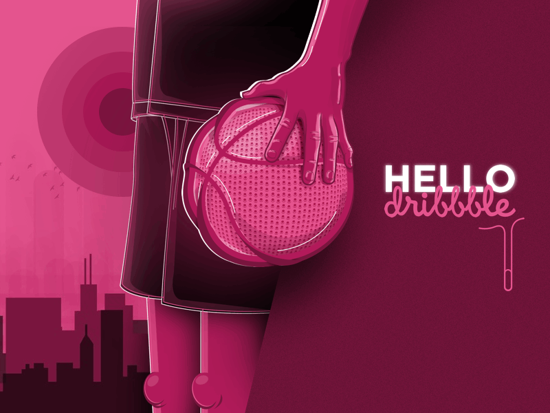 Hello Dribbble ! animation debut dribbble first shot game gif hello motion