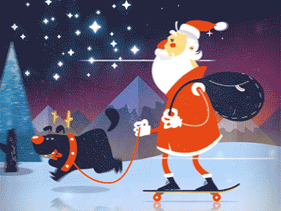 x mas loop 2d bkopf bkopfone dog motion santa skateboard xmas