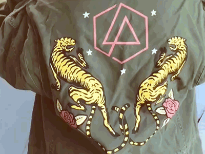 Linkin Park art crest illustration ink jacket lp pen rose tiger