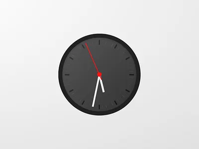 Classic Clock app black clock design gradient illustration moving red white