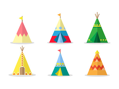 Tipi House Set house icons indian teepee tipi tradition traditional tribal